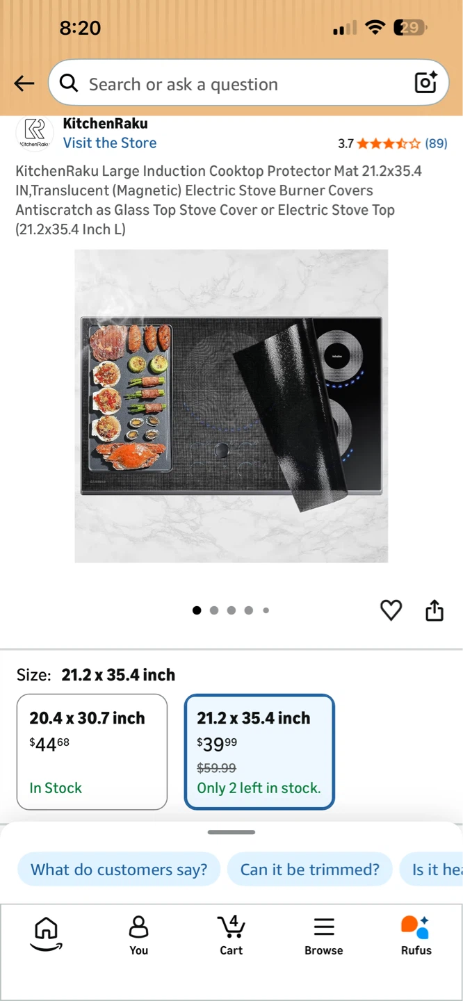 KitchenRaku Large Induction Cooktop Protector Mat 21.2x35.4 inch