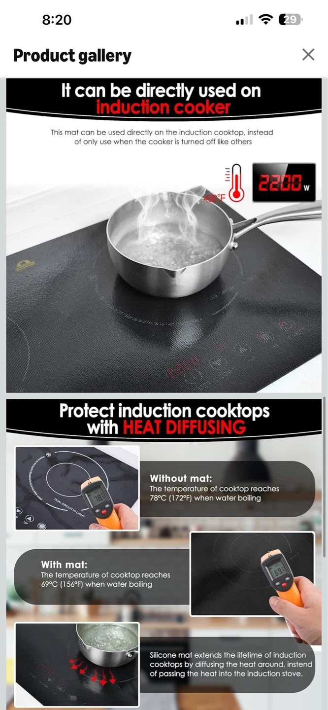 KitchenRaku Large Induction Cooktop Protector Mat 21.2x35.4 inch - photo 4