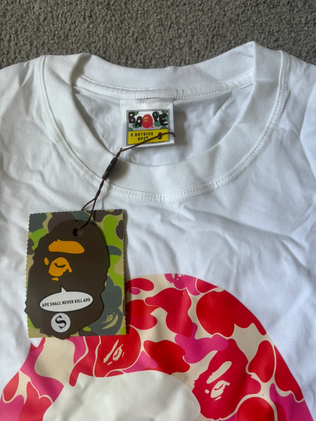 A Bathing Ape T-Shirt - White/Pink Camo Ape Head - photo 4