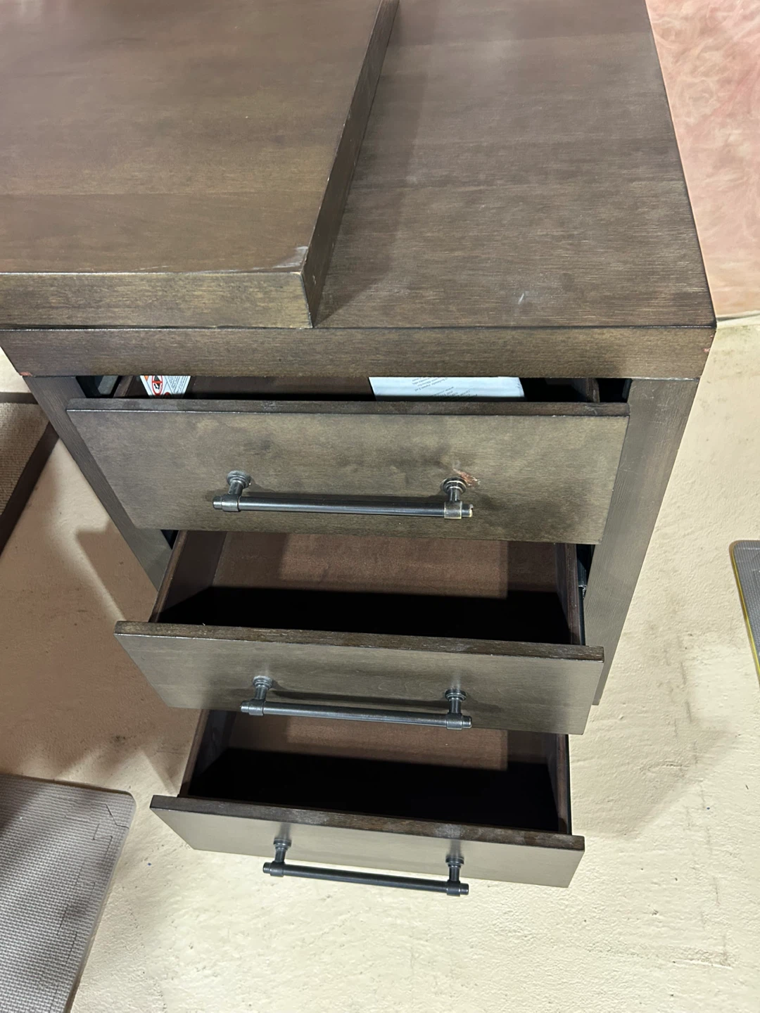 Dark Wood Desk with Drawers - photo 2