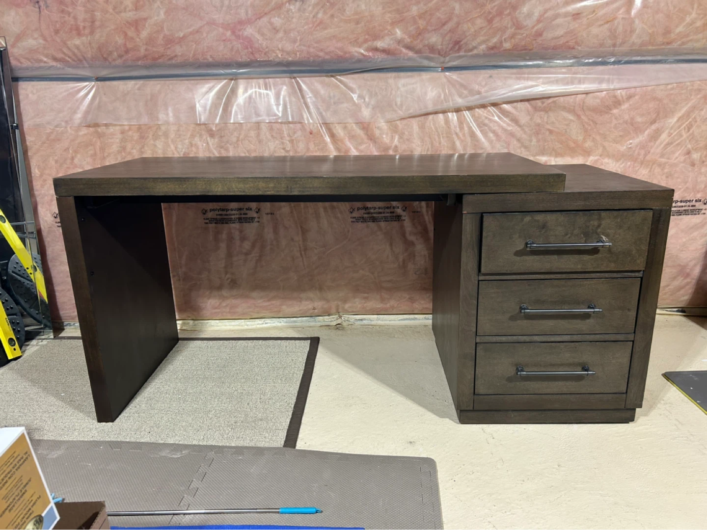 Dark Wood Desk with Drawers