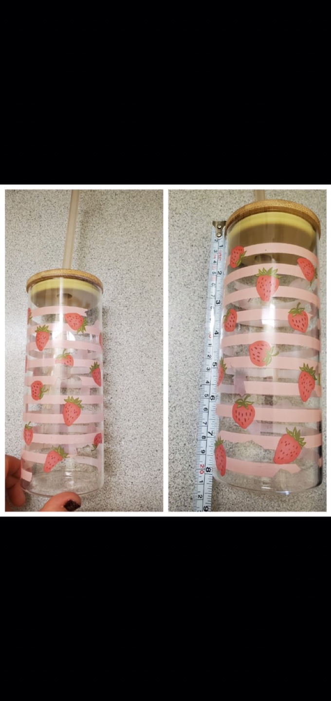 Strawberry Glass Tumbler with Bamboo Lid and Straw - photo 2