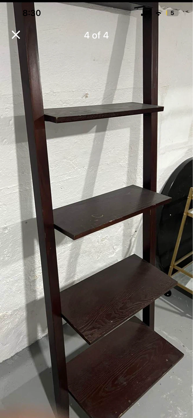 Dark wood 5 tier ladder shelf