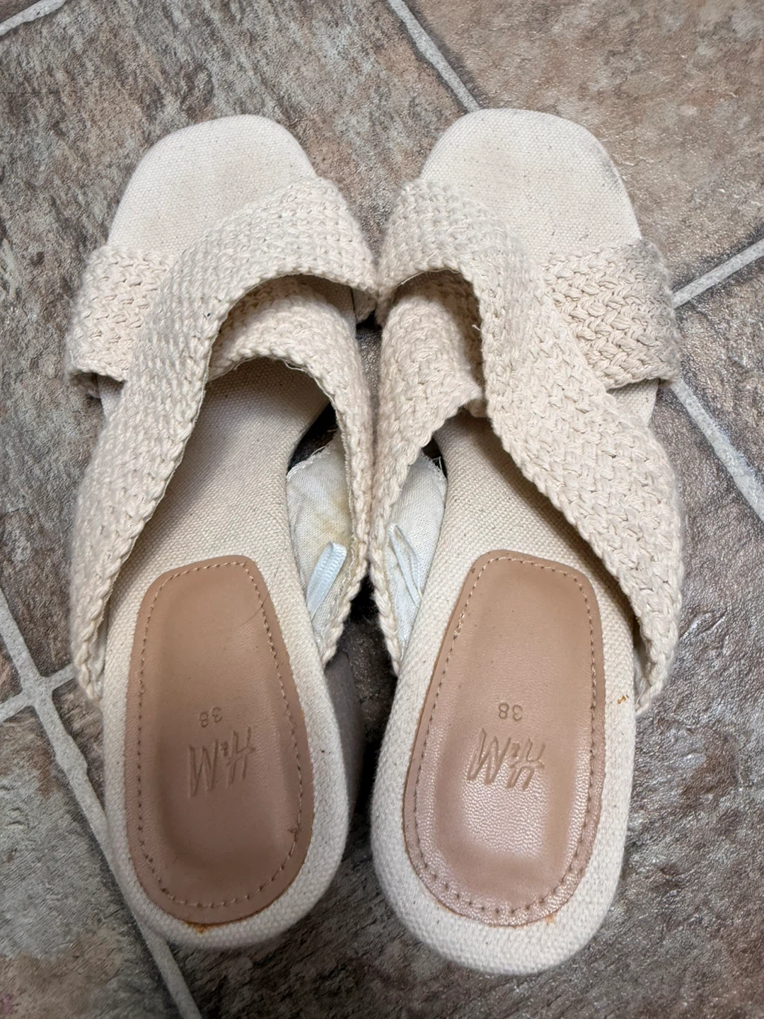 H&M Women's Slip-On Sandals - Beige/Cream - Size 38