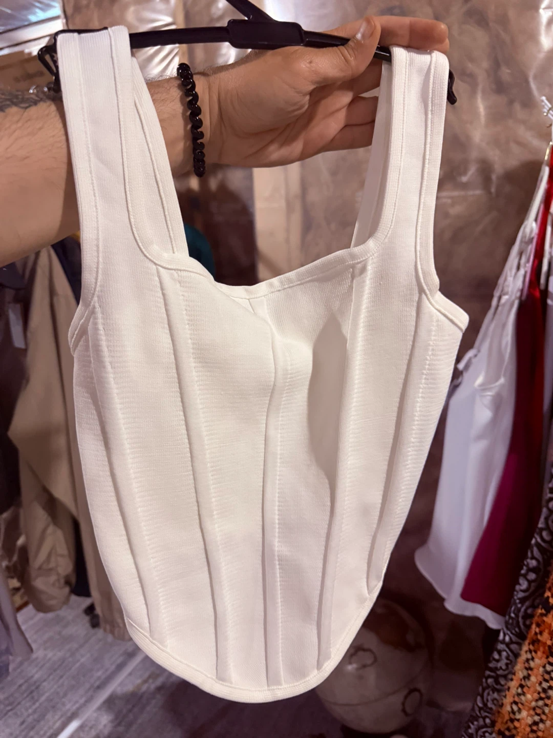 White  and red AMISU Camisole Top