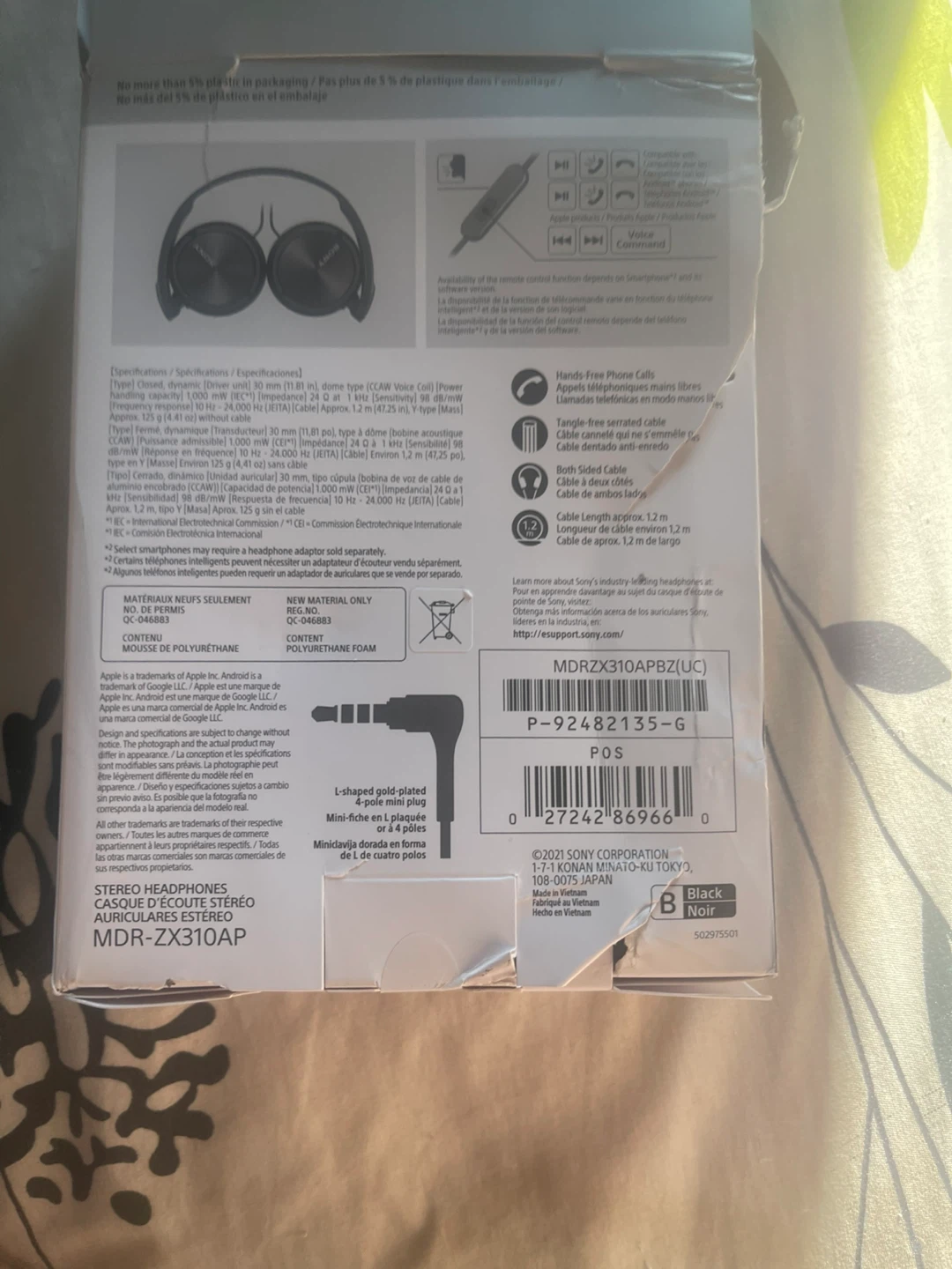 Sony MDR-ZX310AP Stereo Headphones - Black - photo 2