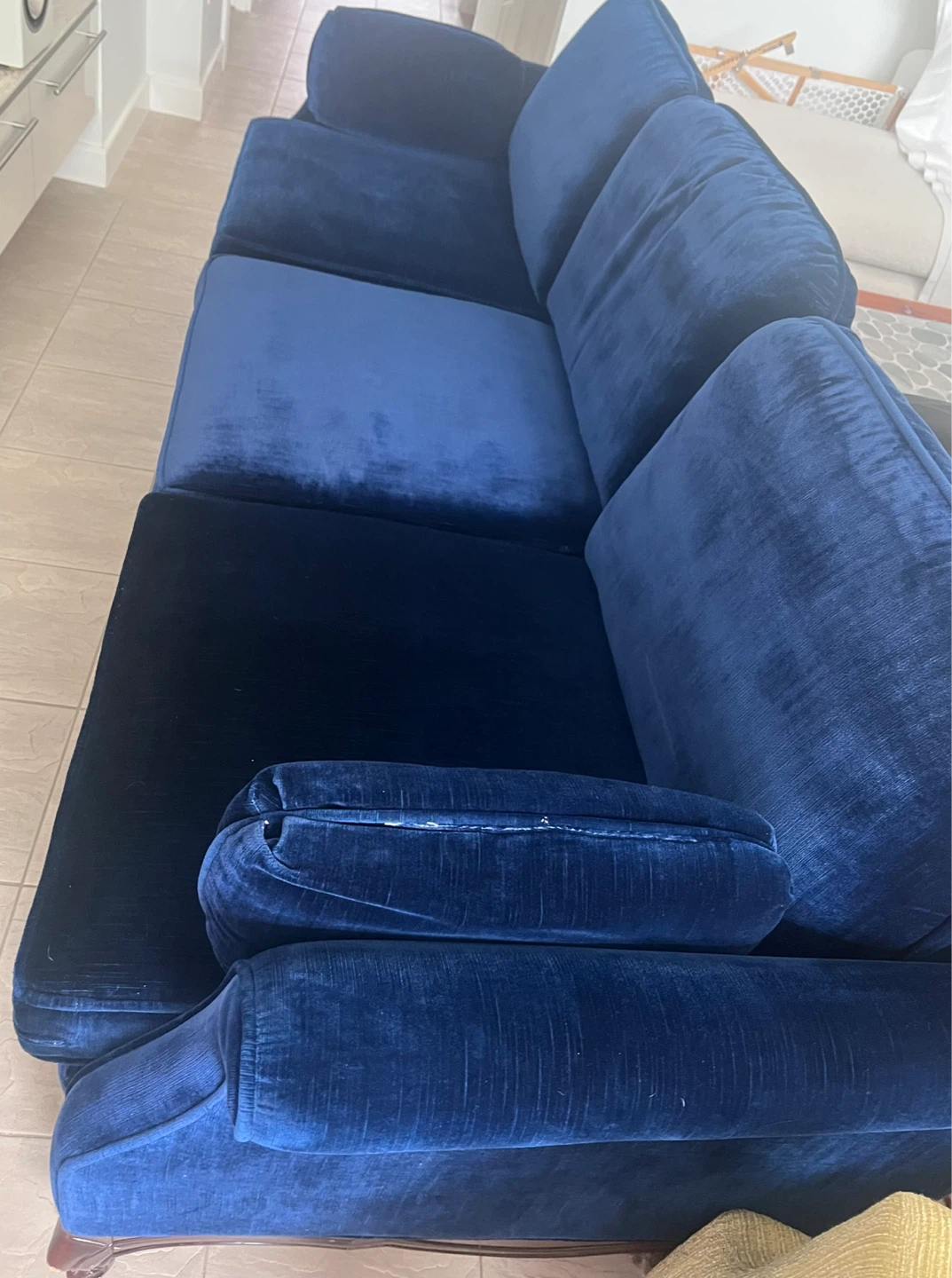 Beautiful Deep Blue Velvet Sofa