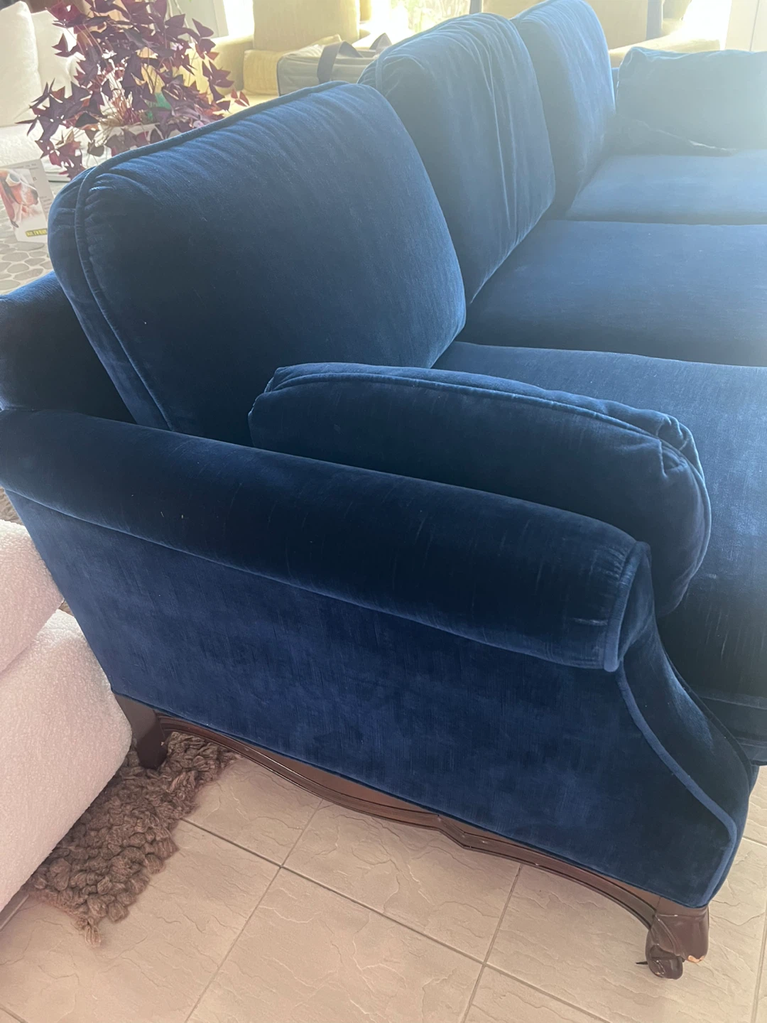 Beautiful Deep Blue Velvet Sofa - photo 2