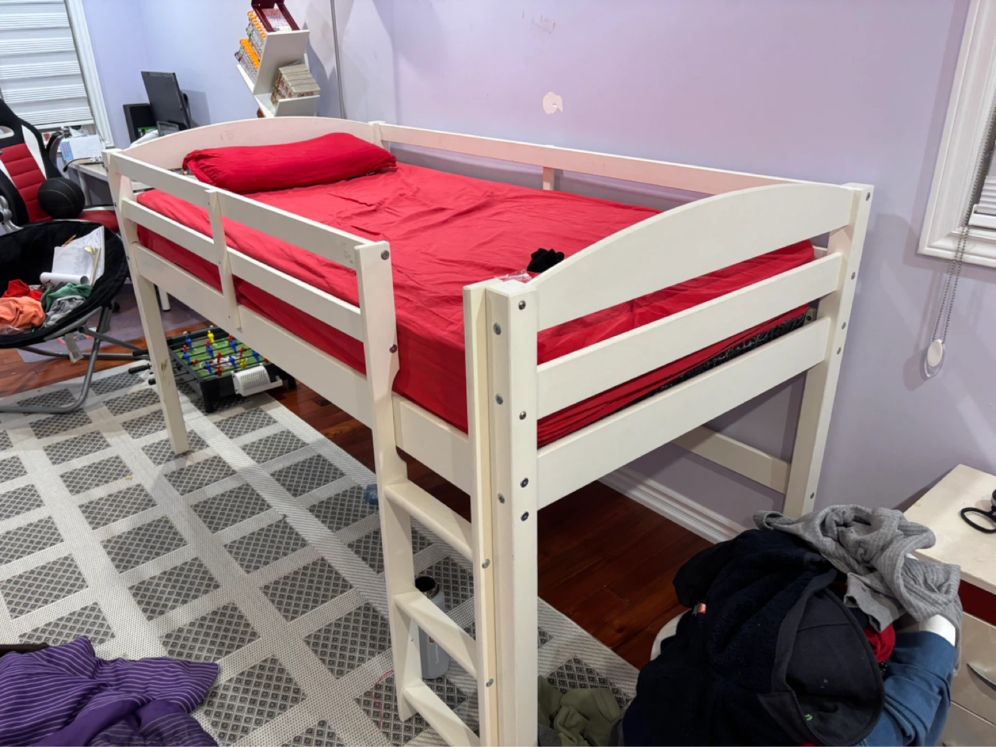 White Twin Loft Bed with Ladder - photo 2