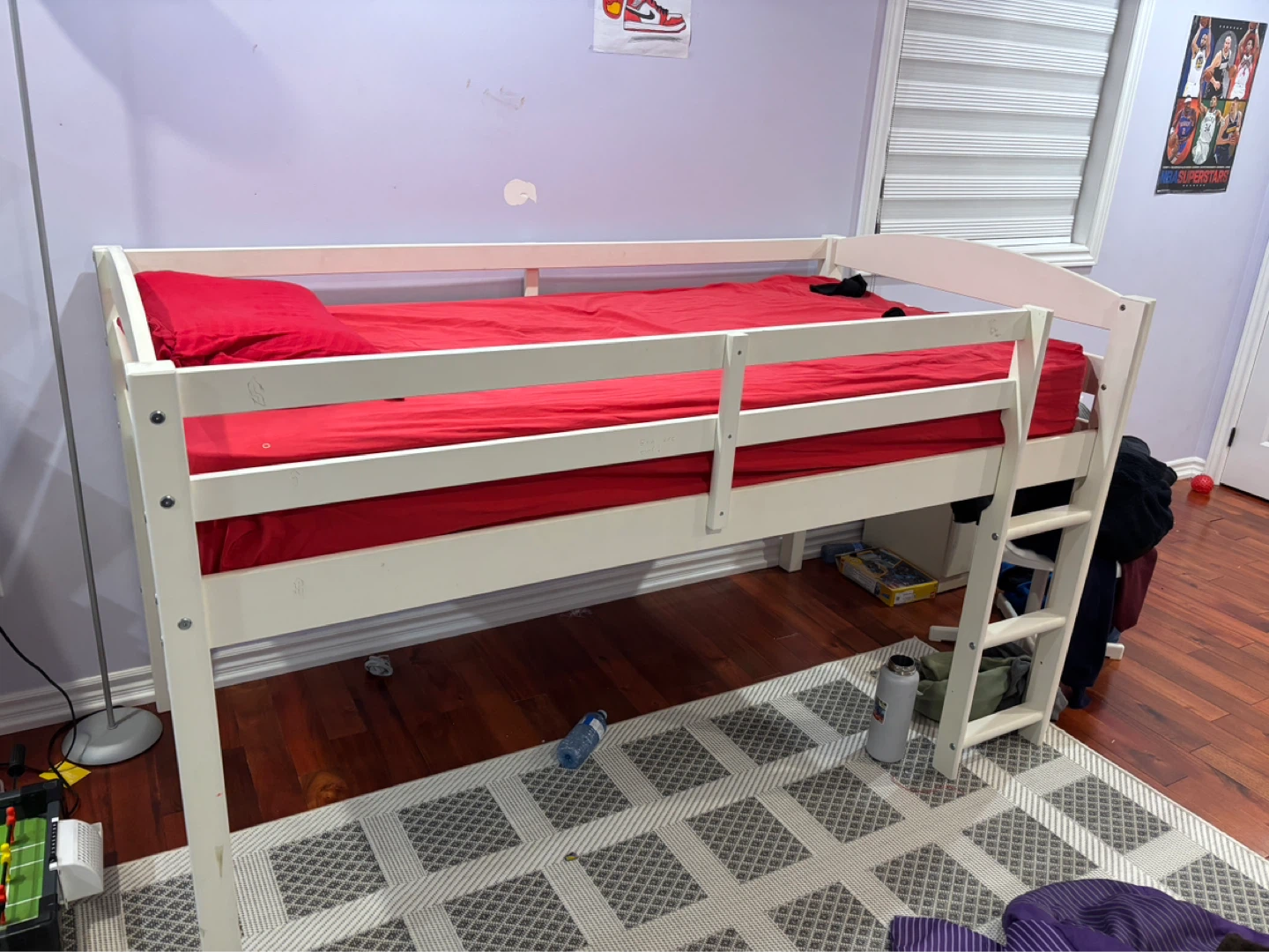 White Twin Loft Bed with Ladder - photo 3
