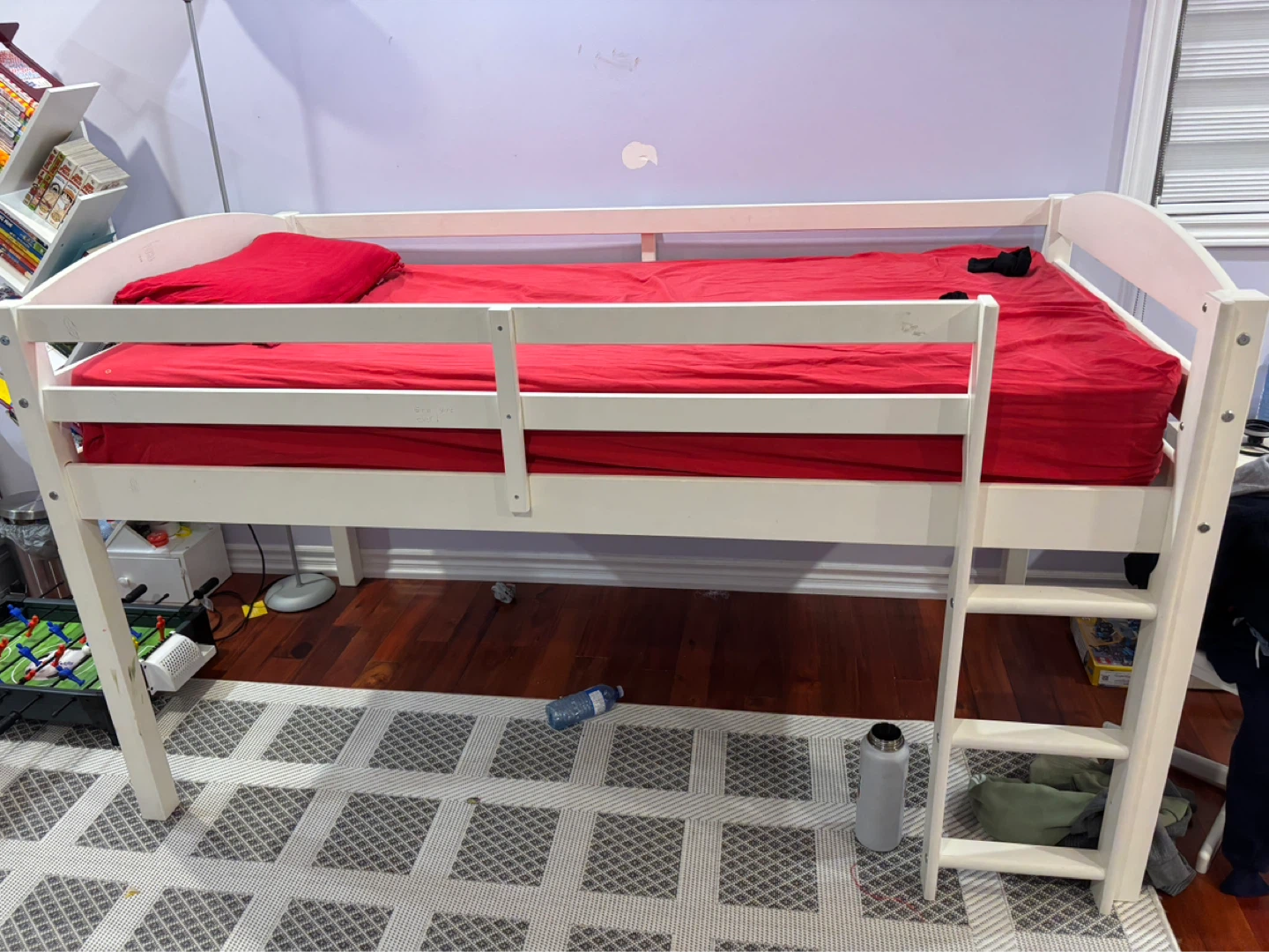 White Twin Loft Bed with Ladder