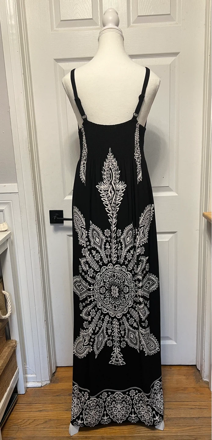 Black Maxi Dress with White Paisley Print - photo 2