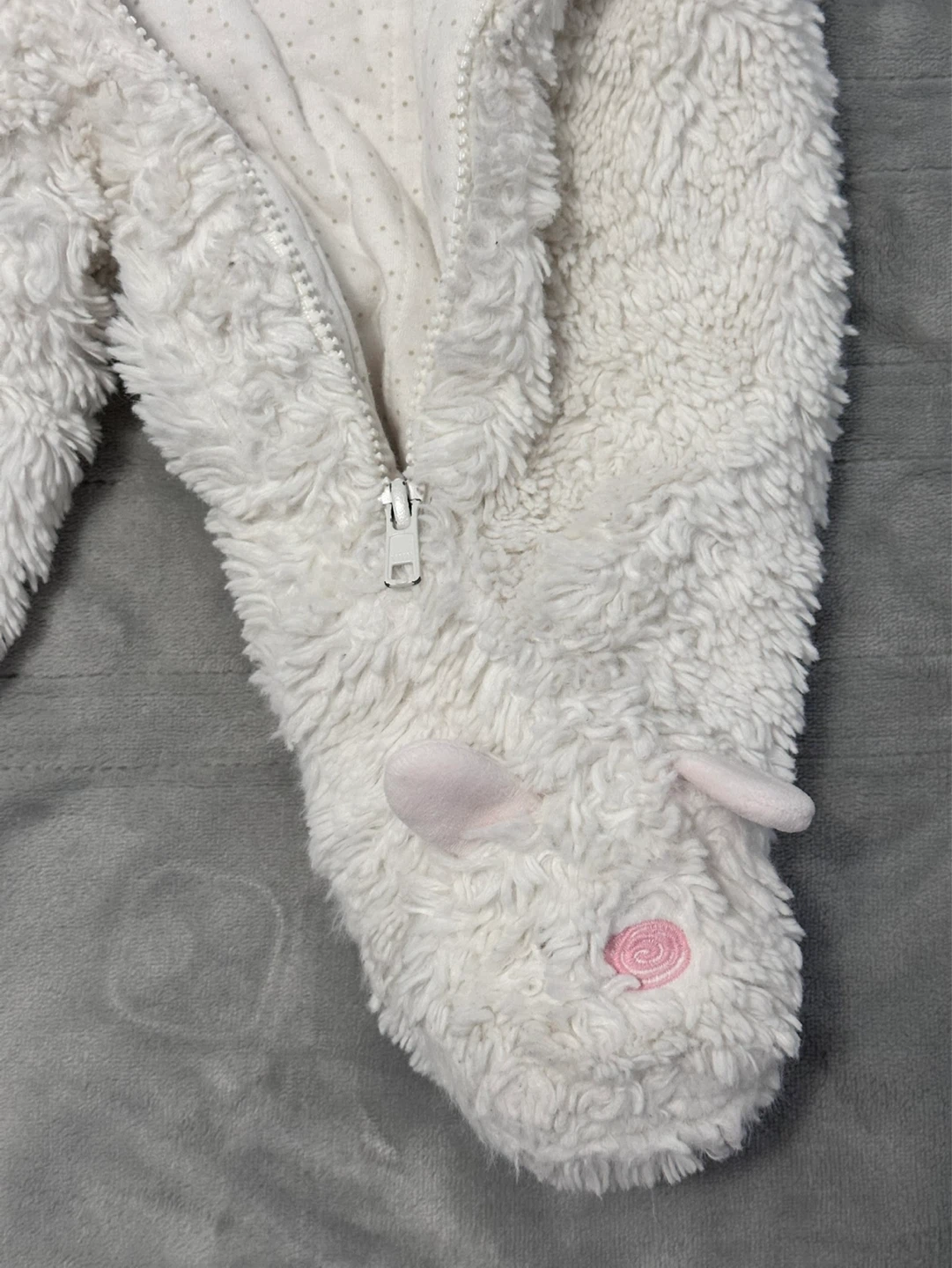 White Fuzzy Bunny Bunting Suit - photo 5