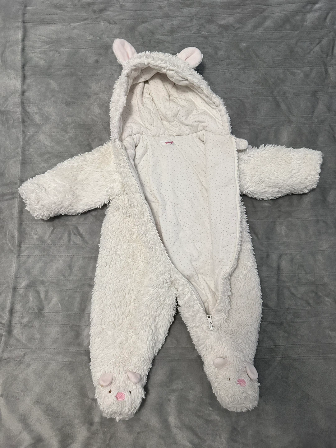 White Fuzzy Bunny Bunting Suit - photo 2