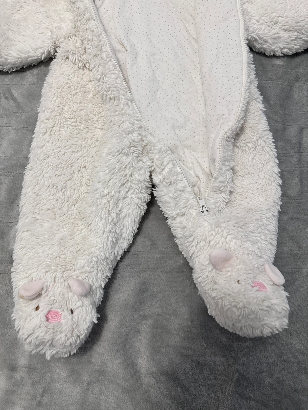 White Fuzzy Bunny Bunting Suit - photo 3