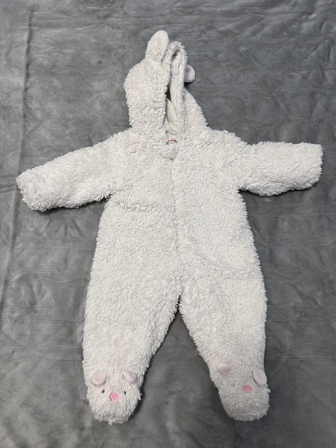 White Fuzzy Bunny Bunting Suit