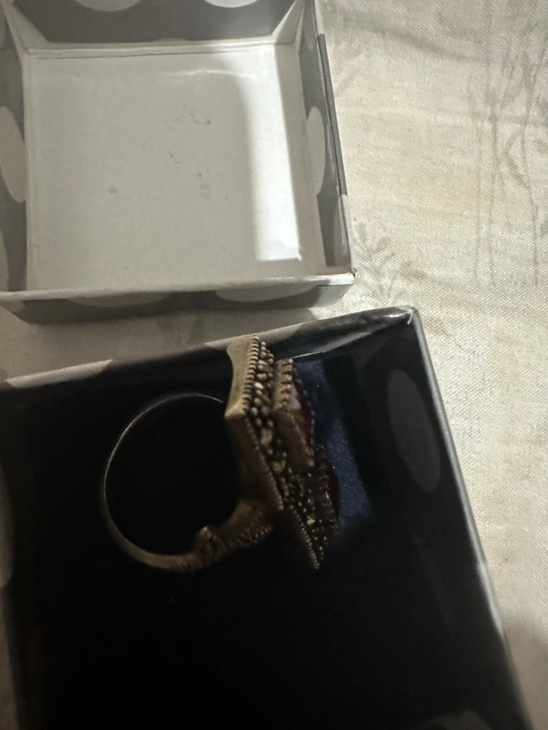 Vintage Style Ring with Red Stone and Marcasite - photo 3