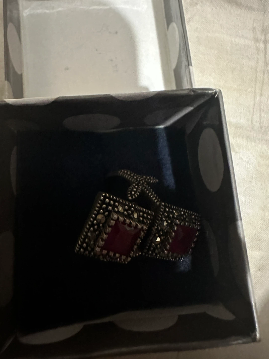 Vintage Style Ring with Red Stone and Marcasite - photo 2