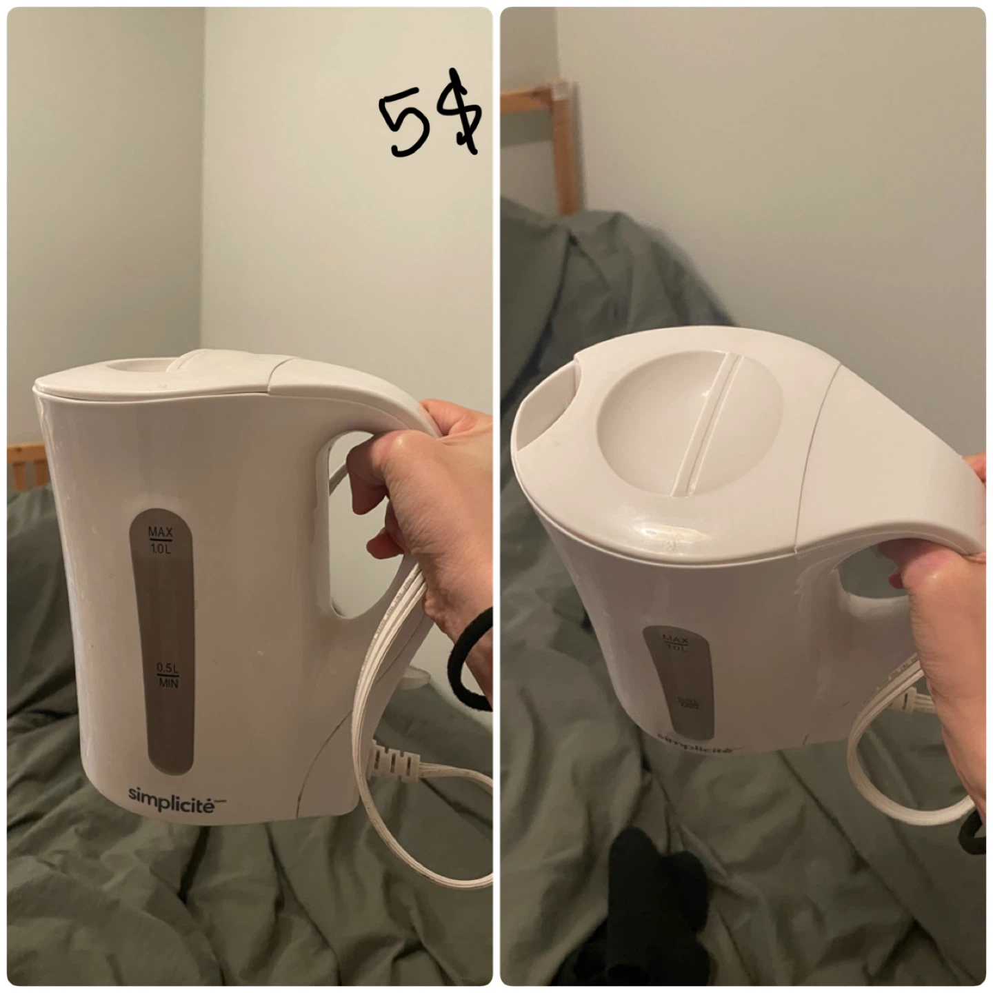 Simplicité White Electric Kettle 1.0L
