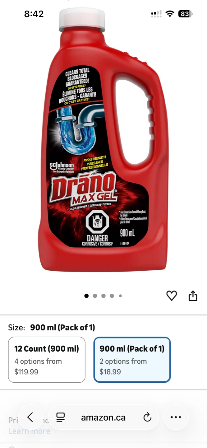 Drano Max Gel Drain Clog Remover 900 mL - photo 2