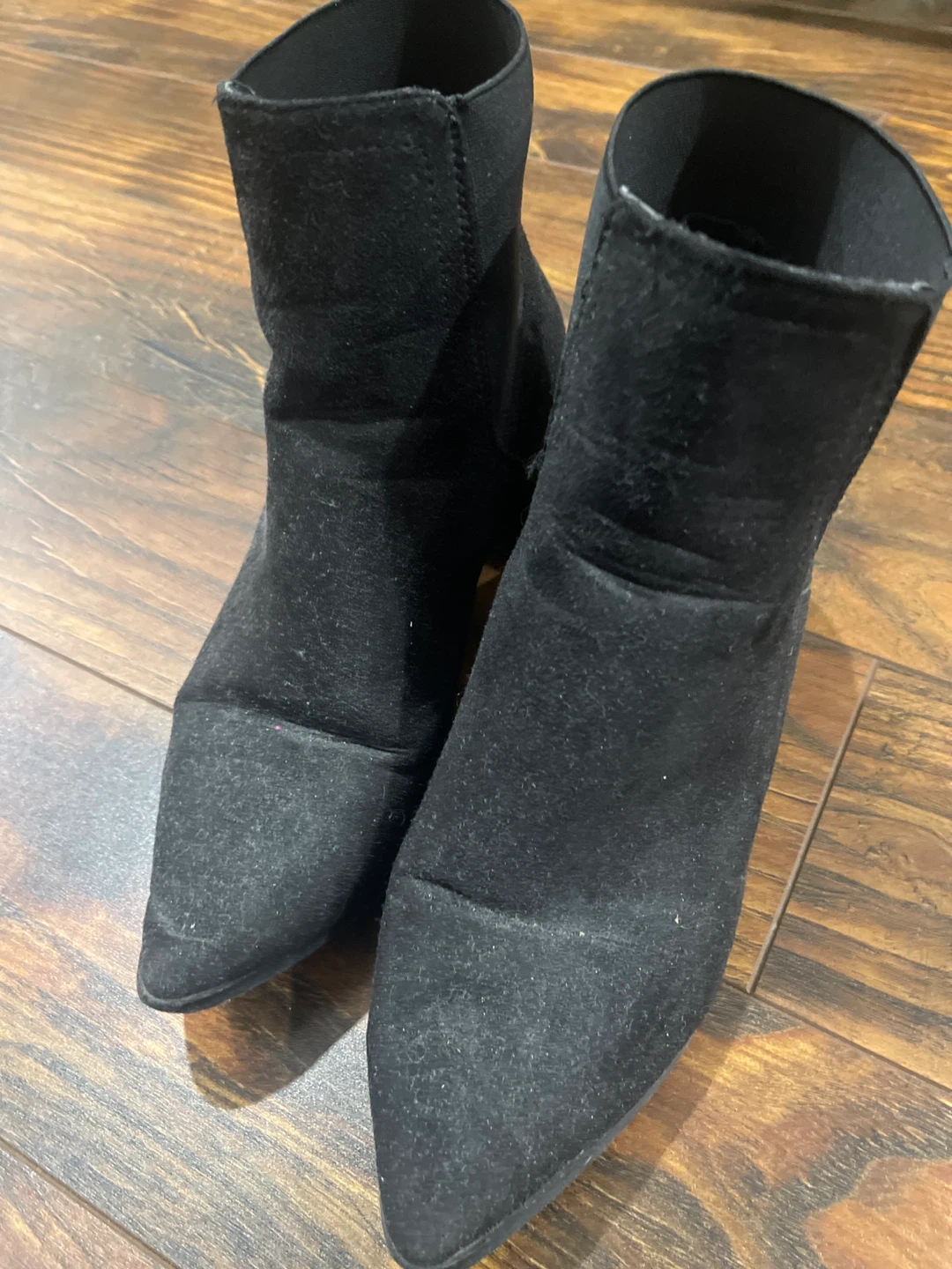 Black Faux Suede Ankle Boots