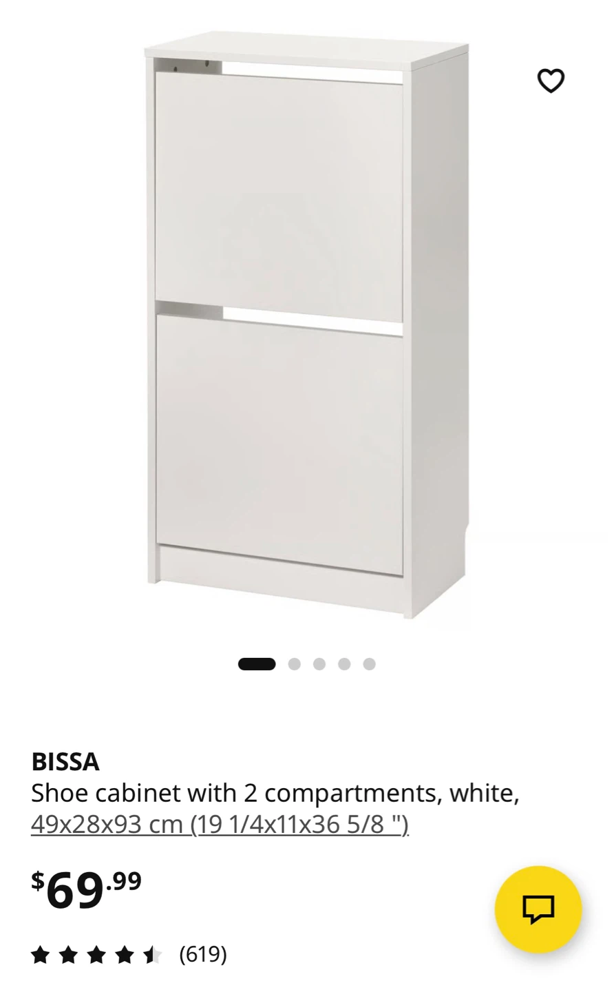 IKEA BISSA Shoe Cabinet - White