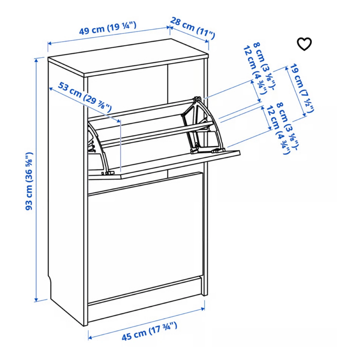 IKEA BISSA Shoe Cabinet - White - photo 5