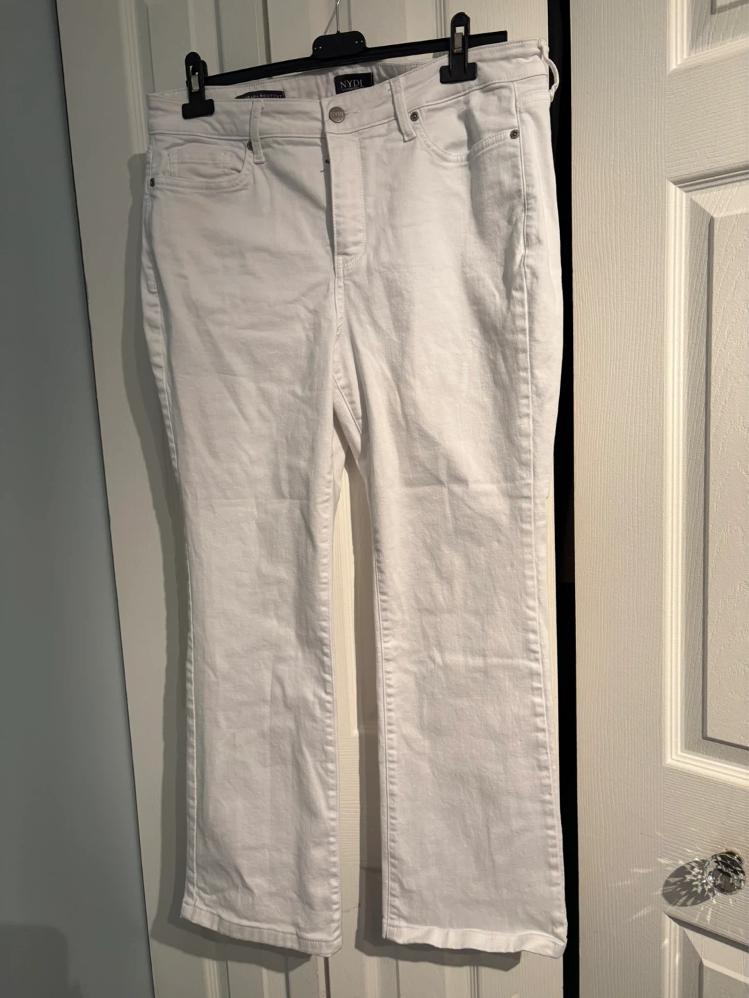 White NYDJ Barbara Bootcut Jeans
