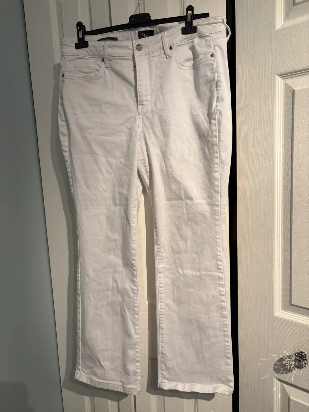 White NYDJ Barbara Bootcut Jeans