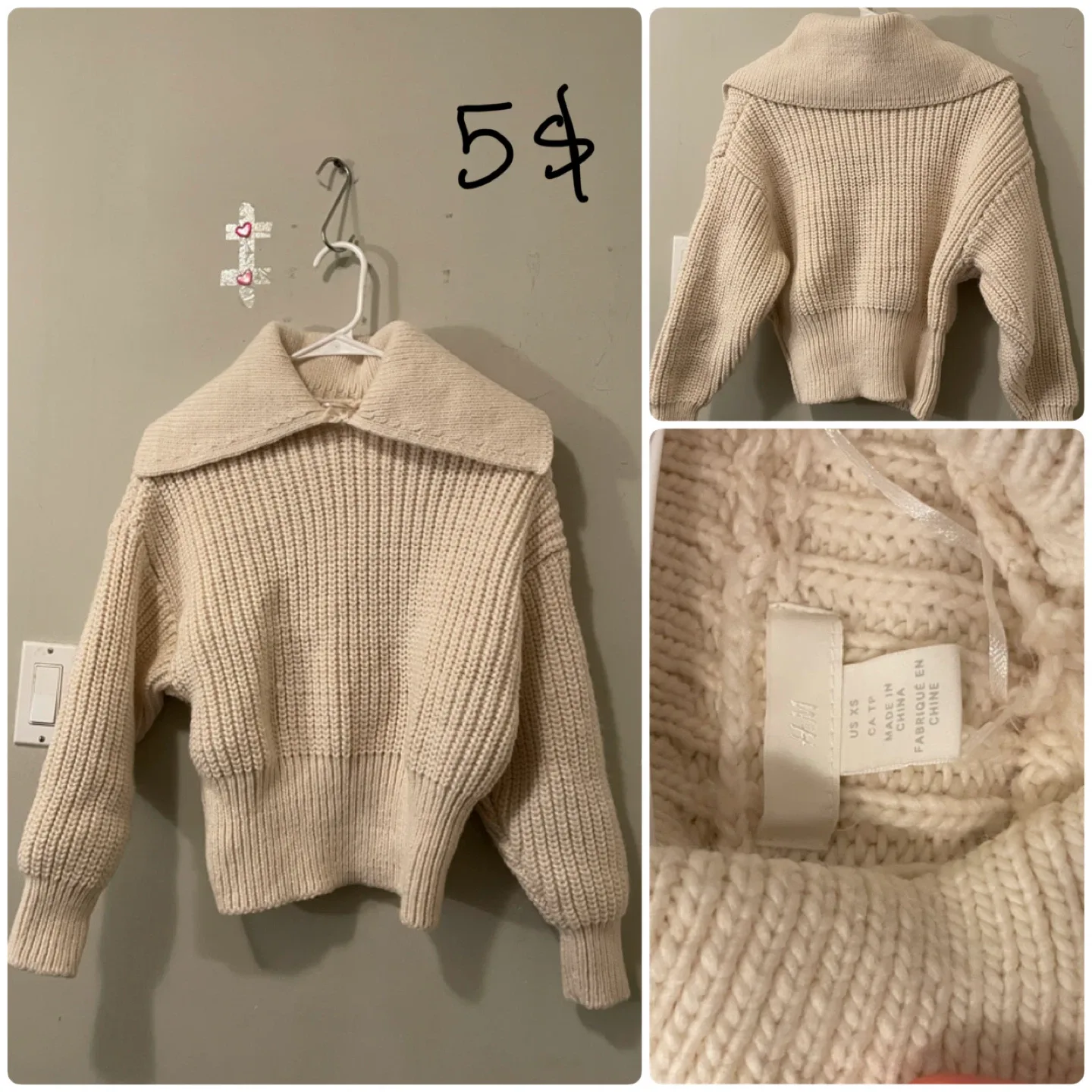 H&M Cream Cable Knit Sweater