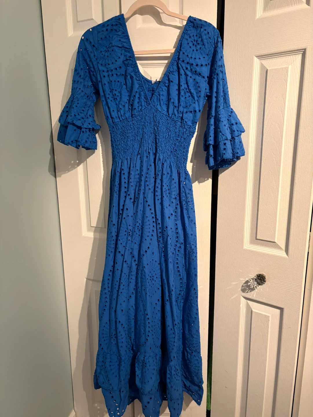 Blue Broderie Anglaise Maxi Dress - photo 2