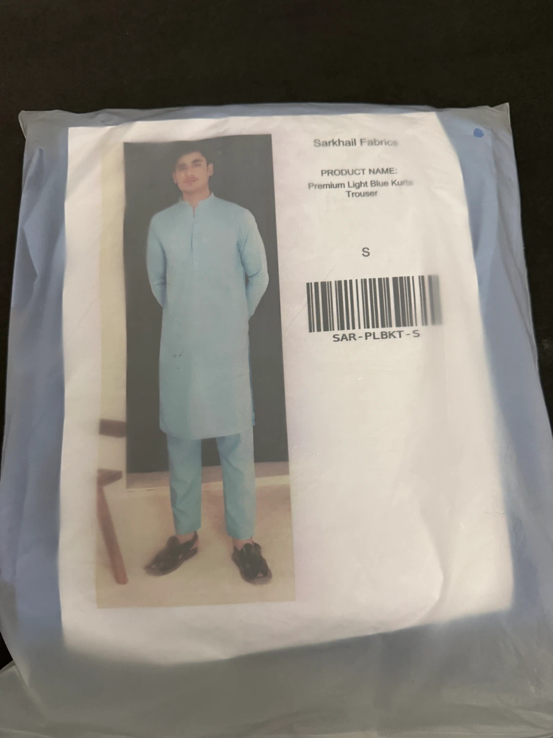 Sarkhail Premium Light Blue Kurta Trouser Set - Size S - photo 2