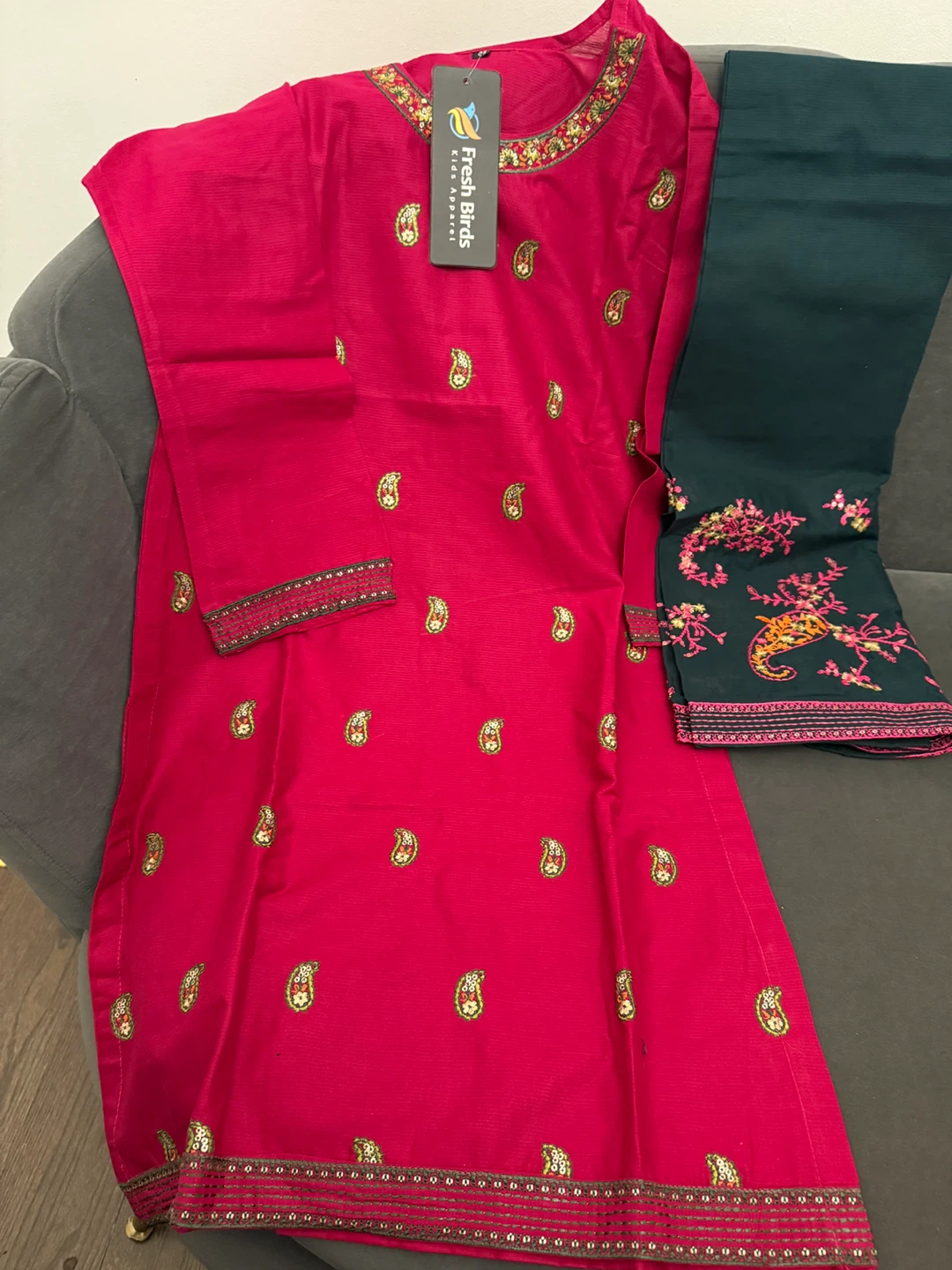 Fresh Birds Kids Apparel Nisha Outfit - Pink & Green - photo 2