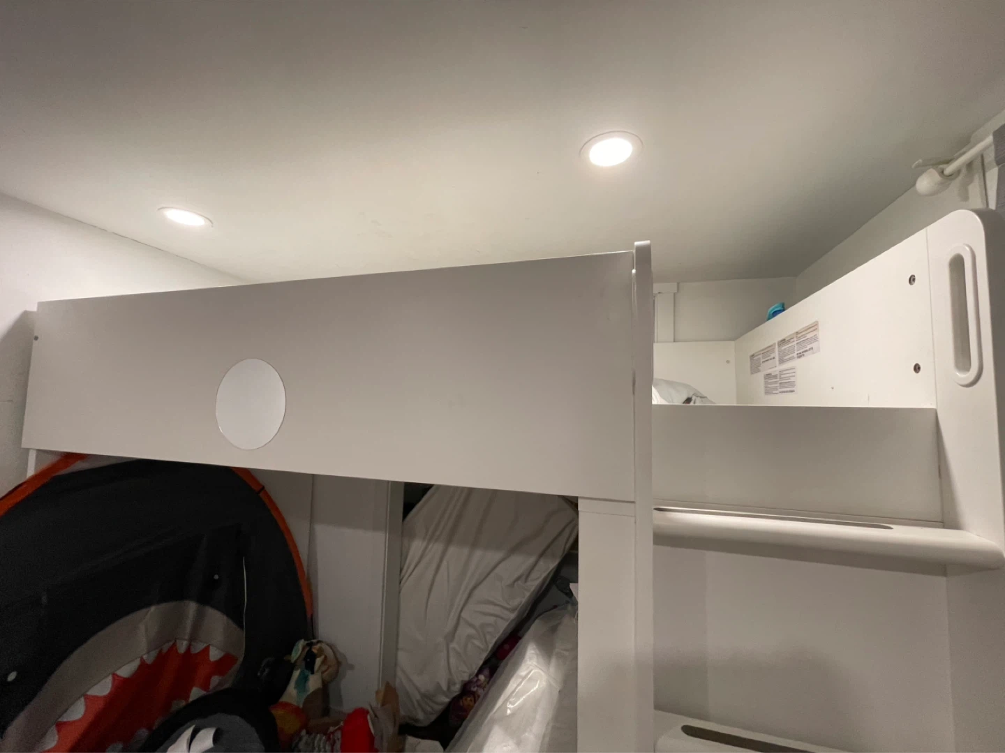 White Loft Bed with Integrated Shelves and Ladder - photo 2