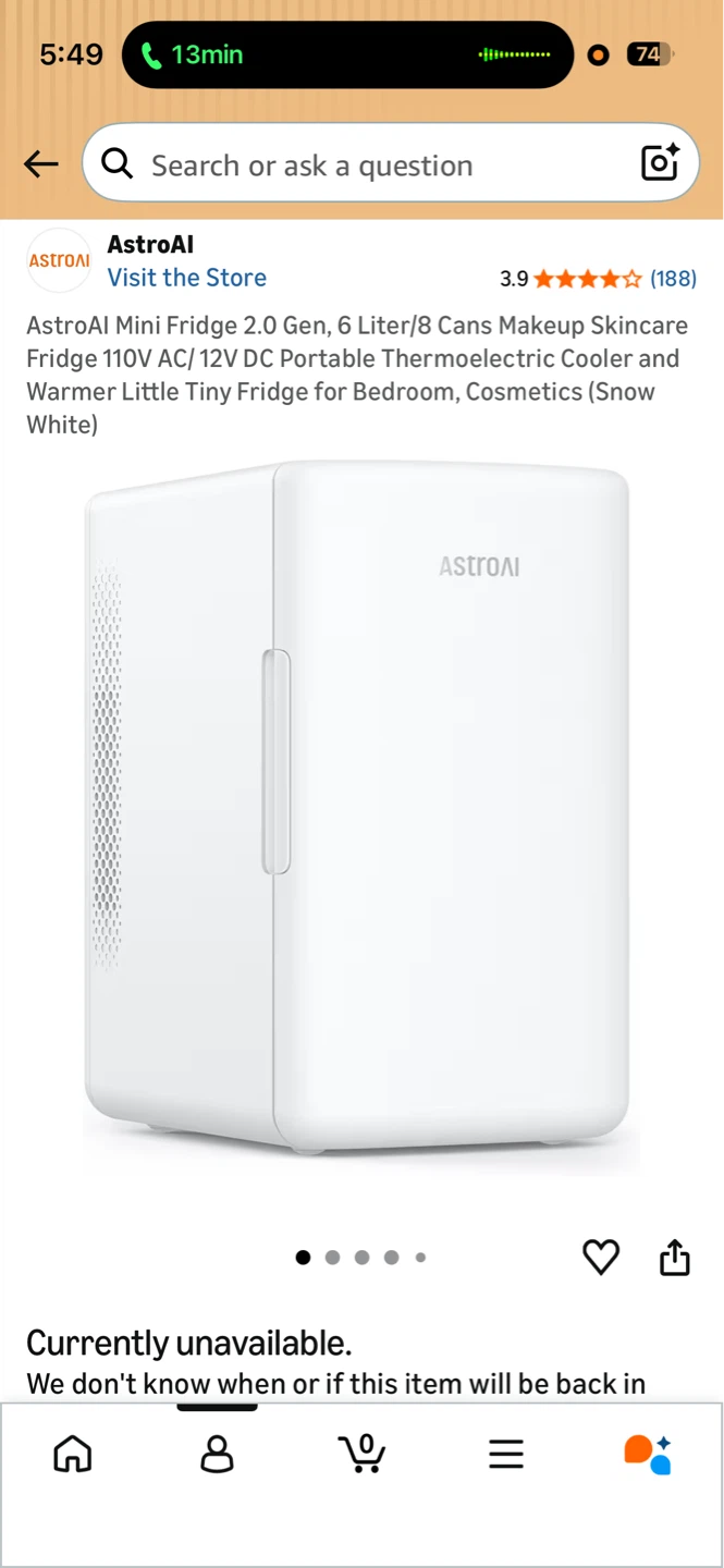 AstroAI Mini Fridge 2.0 Gen, 6 Liter Makeup Skincare Fridge
