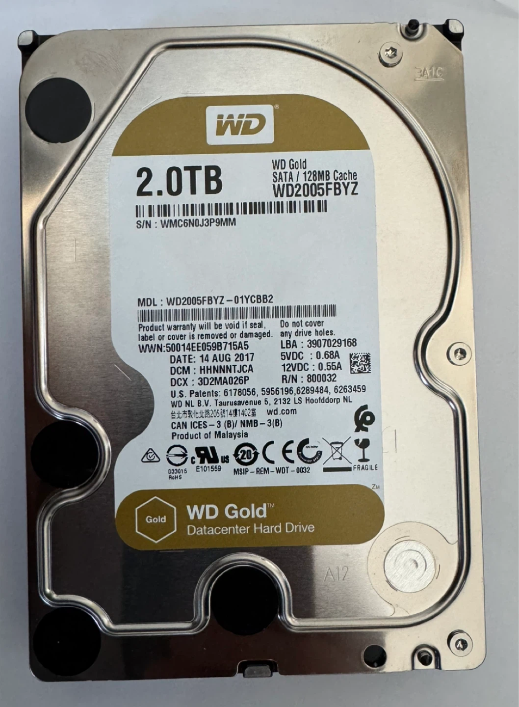WD Gold 2TB Datacenter Hard Drive WD2005FBYZ