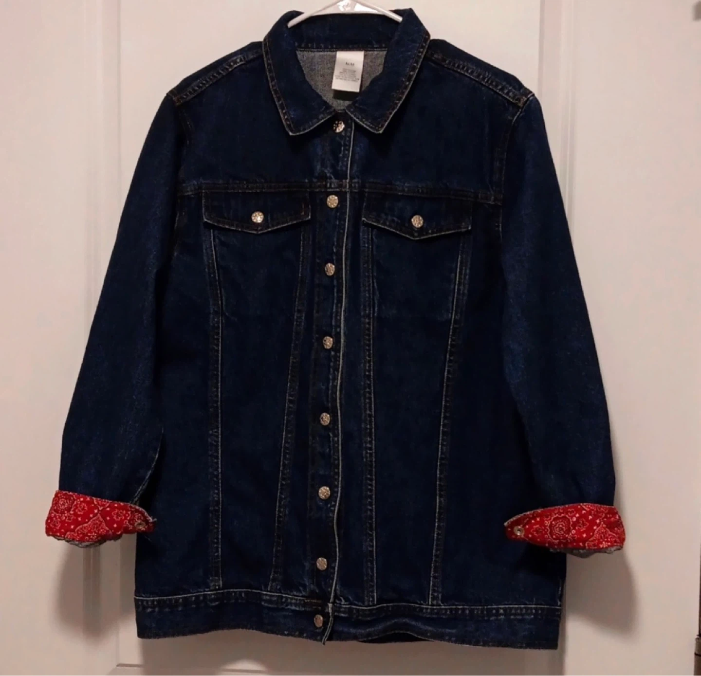 Women's Denim Jacket with Red Bandana Lining