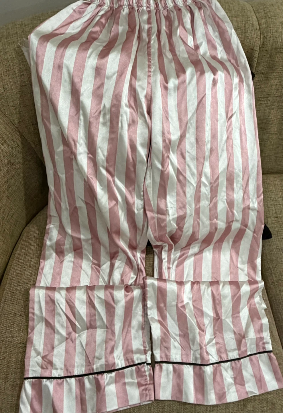 Pink and White Striped Satin Pajama Set - photo 2