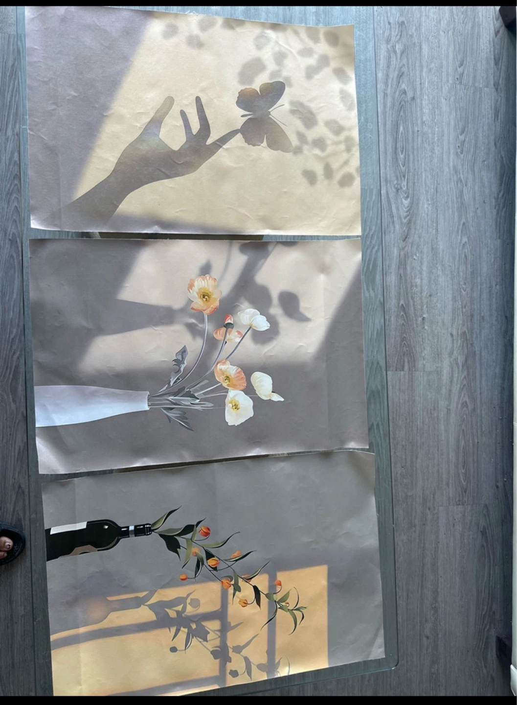 Set of 3 Art Prints - Floral and Butterfly Designs - photo 3