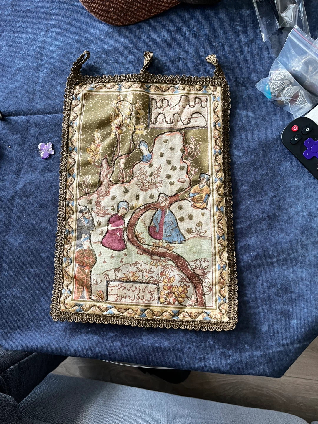 Vintage Persian Embroidered Wall Hanging Bag - photo 3