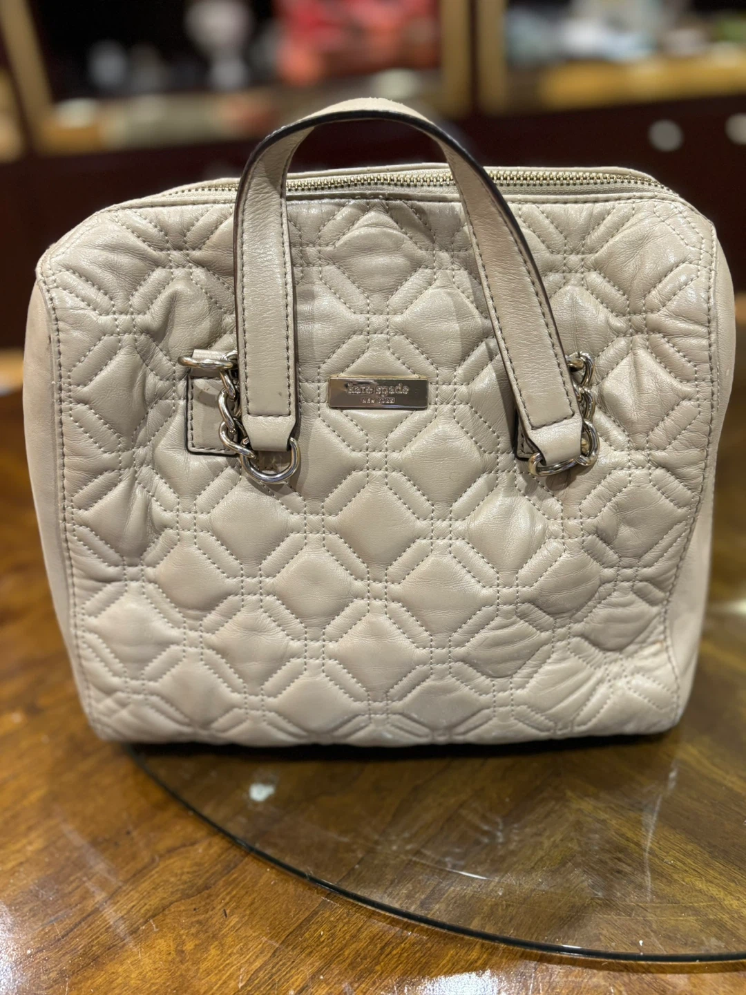 Kate Spade Cream Quilted Satchel Bag
