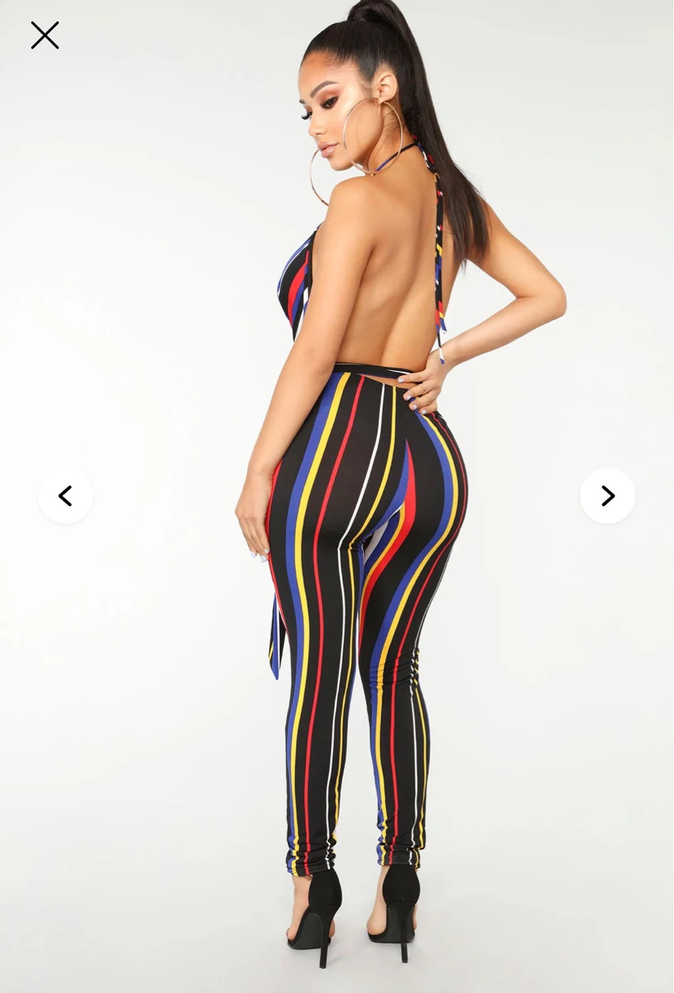 Fashion Nova Striped Halter Jumpsuit