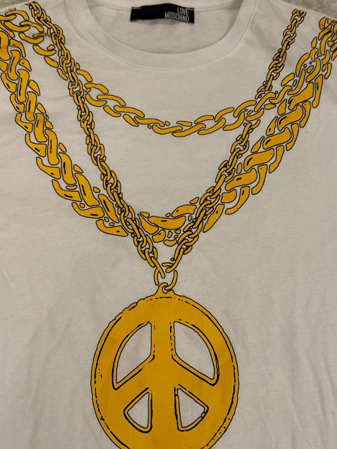 Love Moschino White Peace Sign Chain T-Shirt - photo 3