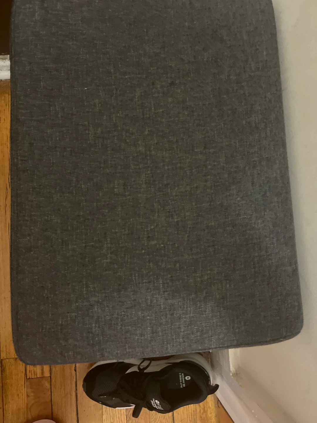 Gray Upholstered Storage Ottoman with Shoe Rack