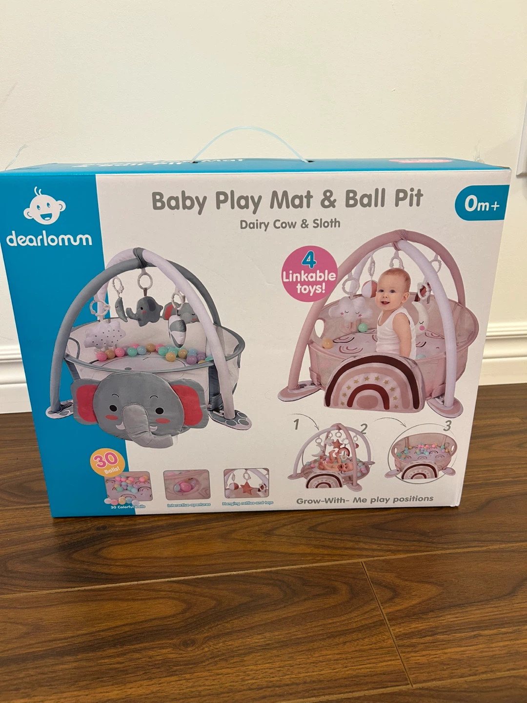 DearLomm Baby Play Mat & Ball Pit - Dairy Cow & Sloth