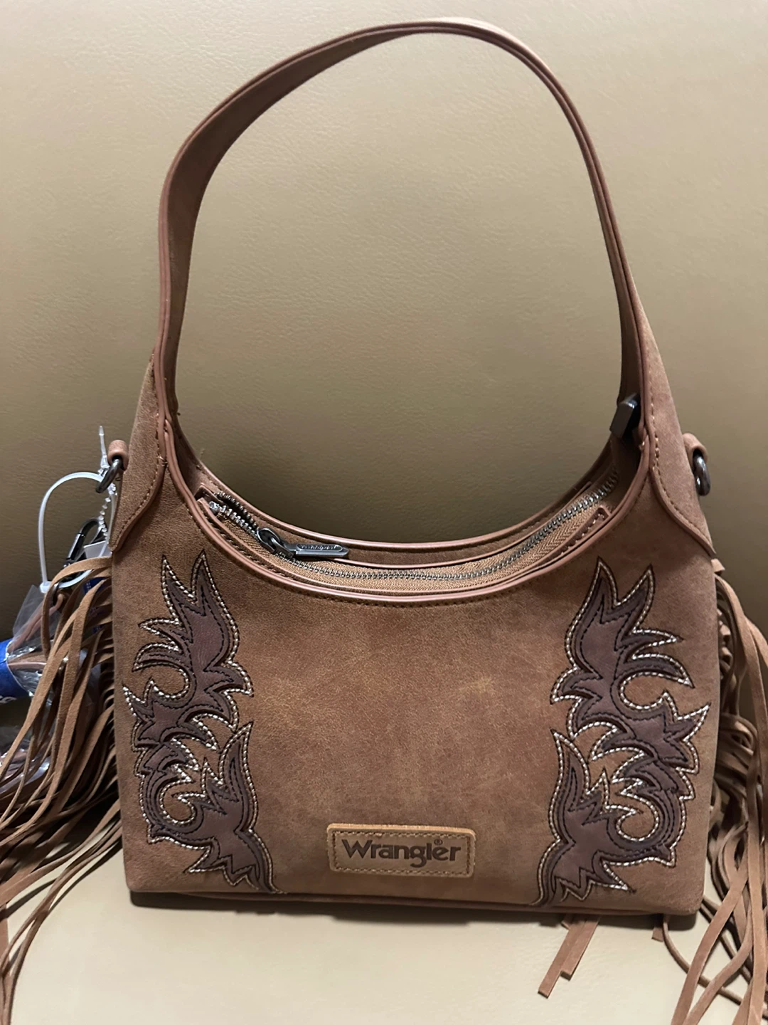 Wrangler Brown Suede Fringe Purse Bag