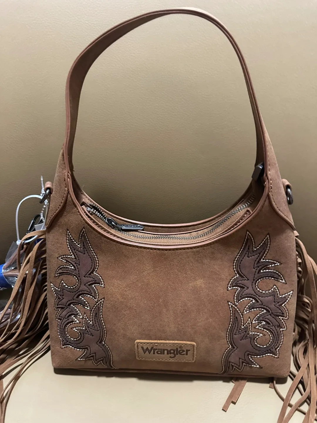 Wrangler Brown Suede Fringe Purse Bag