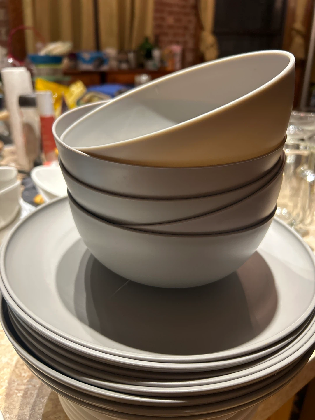 Stackable Matte Gray Dinnerware Set
