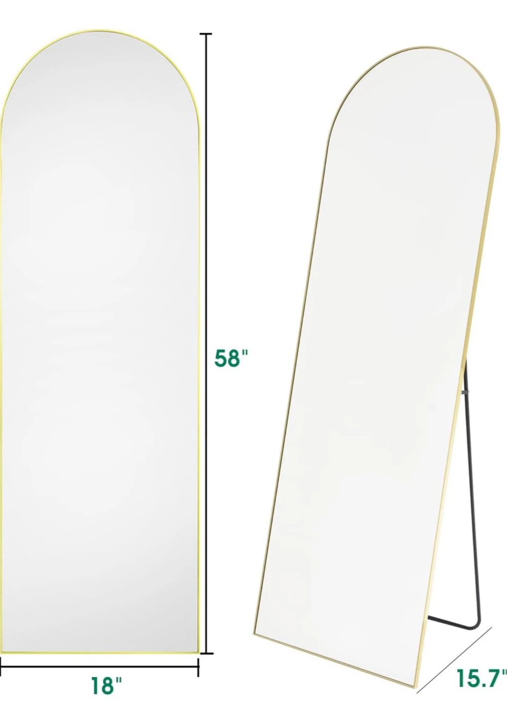 Arched Floor Mirror - Gold Finish - photo 2