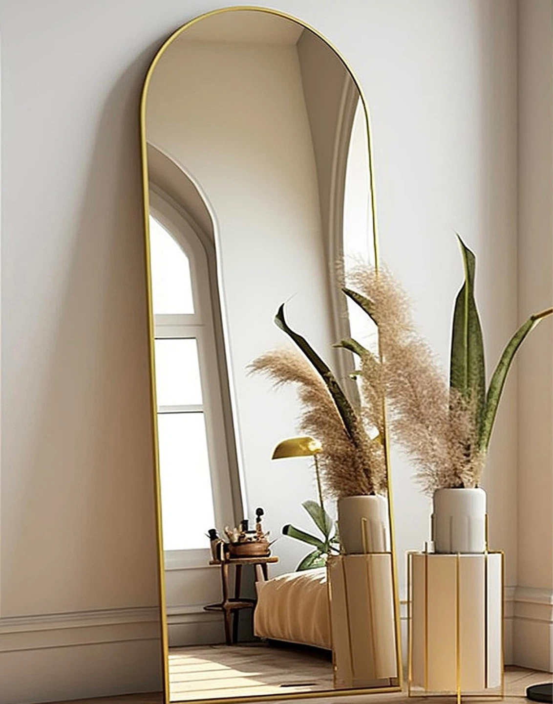 Arched Floor Mirror - Gold Finish - photo 4